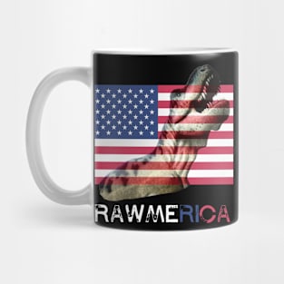 Rawmerica T-Shirt - Patriotic Dinosaur T-Shirt Mug